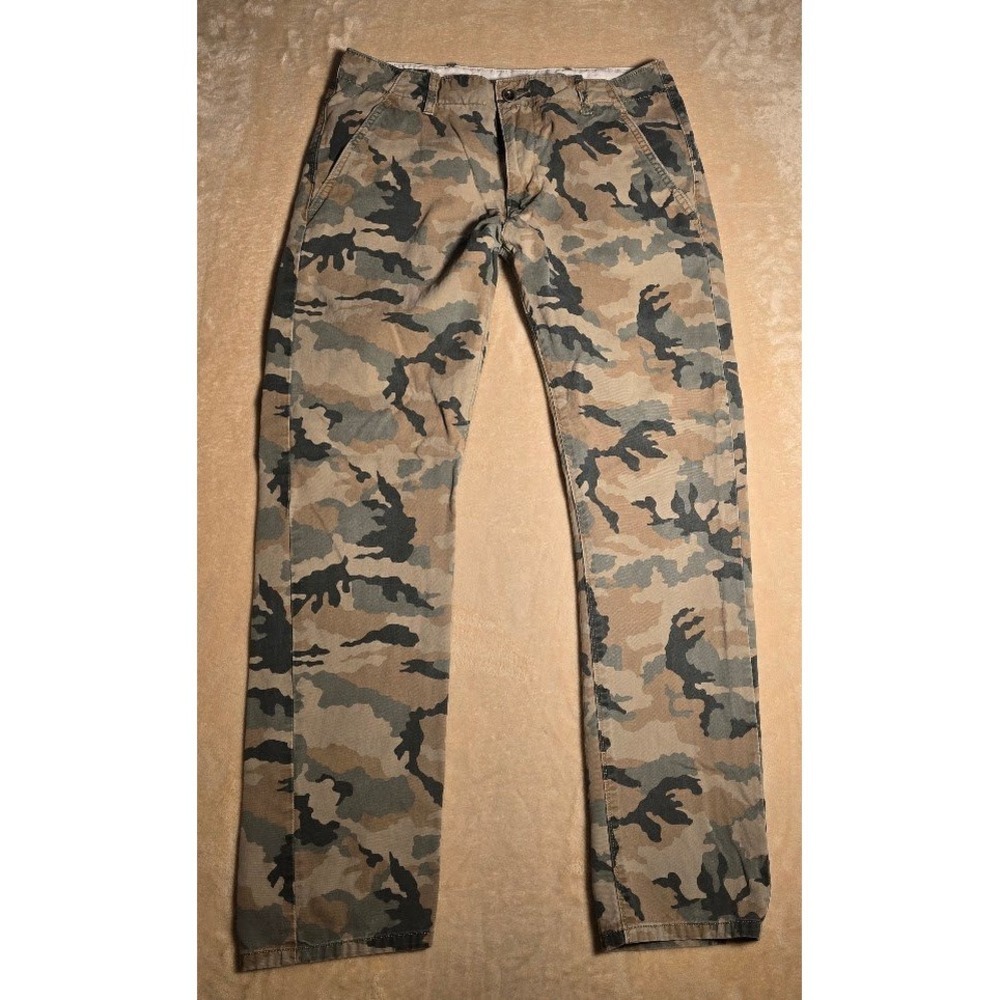 Levis Mens Camo Chino Pants Straight Leg Green Tan Woodland Military 31x32